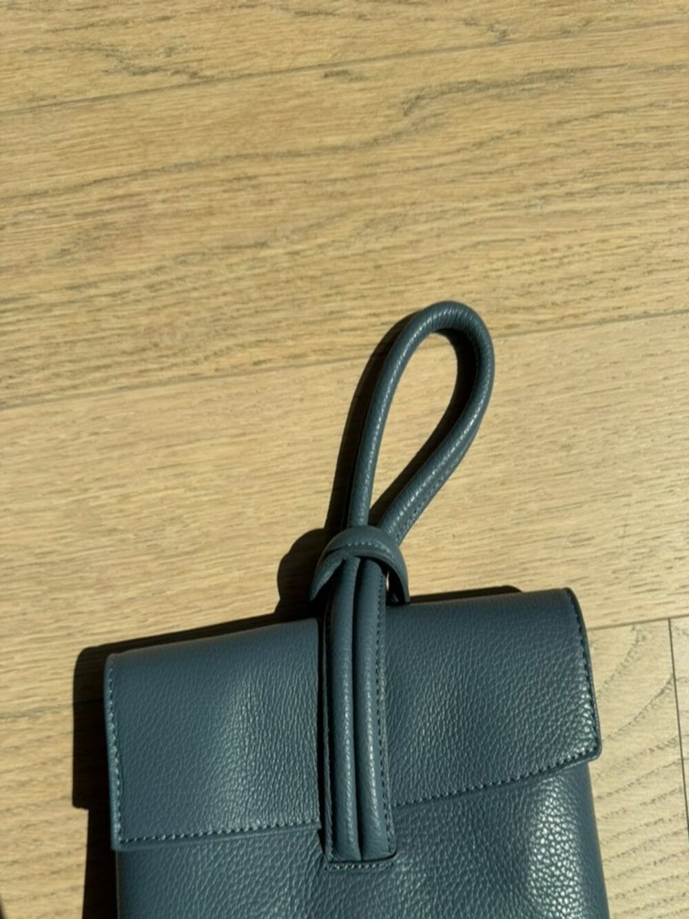 Genuine Italian Pebbled Leather Convertible Loop Clutch - Picture 3 of 8